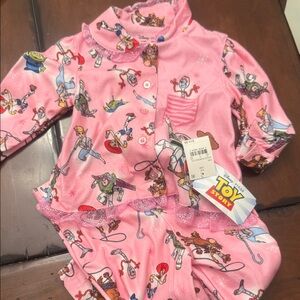 Disney Pink Toy Story Girls' Pajama Set with Glitter Ruffle
